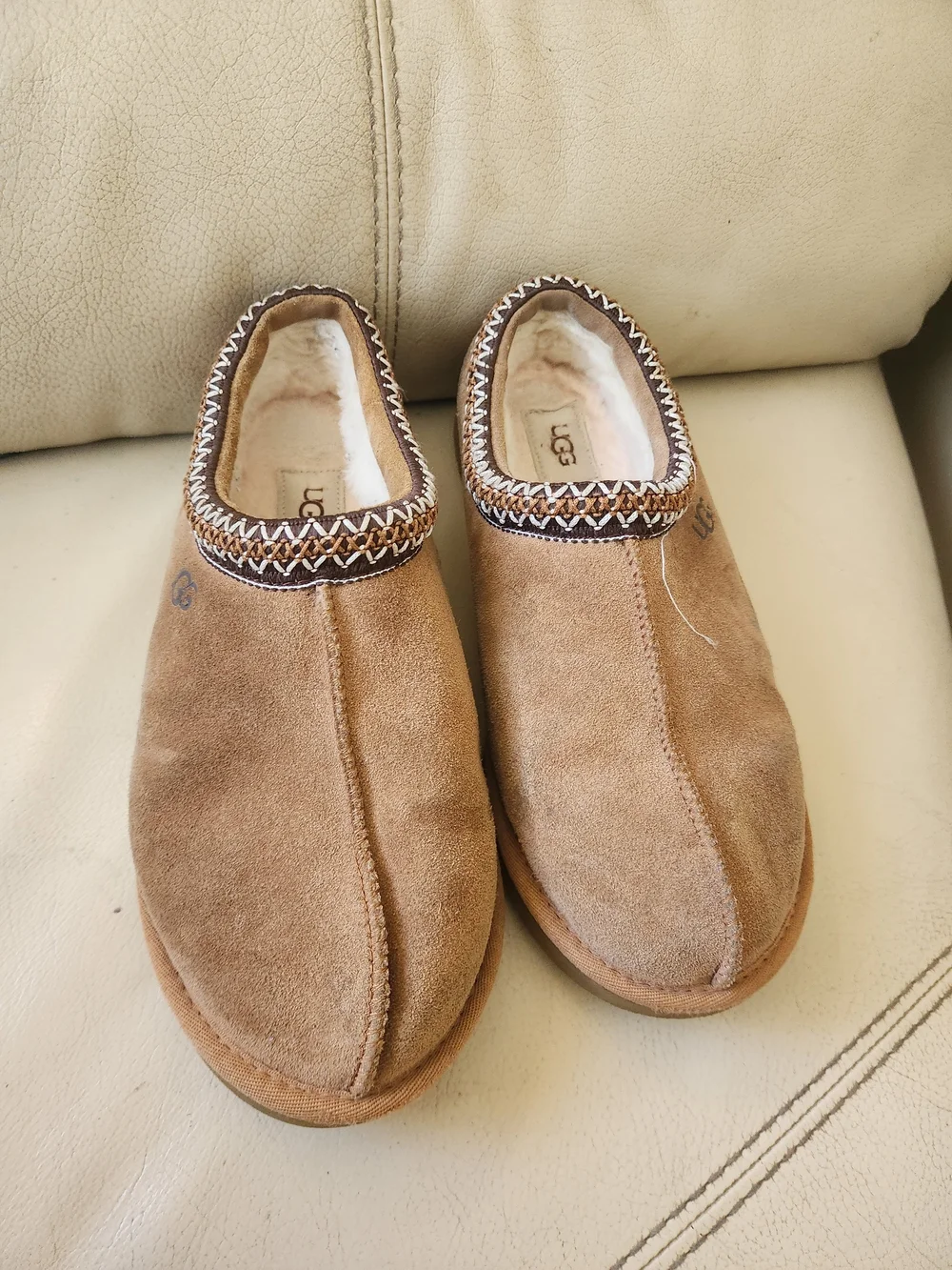 UGG Men’s Suede Slip-On Loafers in Chestnut Brown